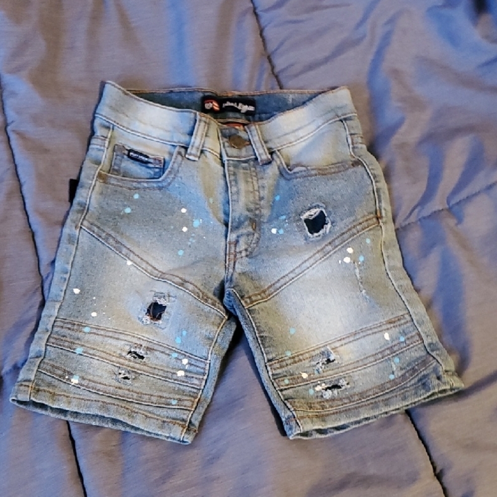 Phat Farm Blue Distress Kids Shorts Size 2t Or 3t See Measurements Rip + Repair - Picture 2 of 12